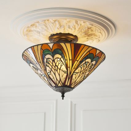 Endon 111905 - Plafonnier monté en surface Tiffany HECTOR 3xE27/10W/230V Ø 40 cm