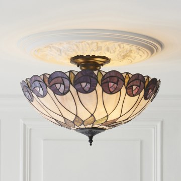Endon 111906 - Plafonnier en saillie Tiffany HUTCHINSON 3xE27/10W/230V Ø 50 cm