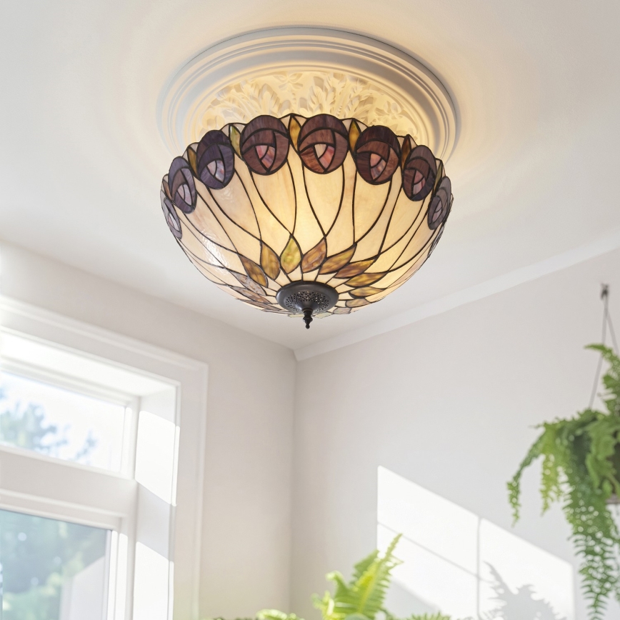 Endon 111906 - Plafonnier en saillie Tiffany HUTCHINSON 3xE27/10W/230V Ø 50 cm