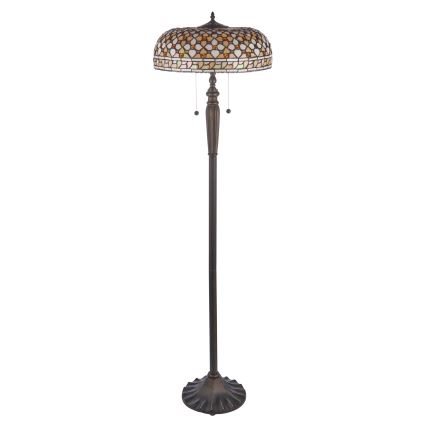 Endon 111921 - Lampadaire Tiffany MILLE FEUX 2xE27/10W/230V Ø 45 cm