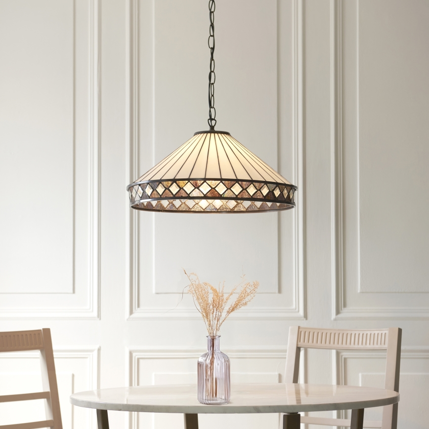 Endon 111961 - Lustre à chaîne Tiffany FARGO 3xE27/10W/230V Ø 50 cm