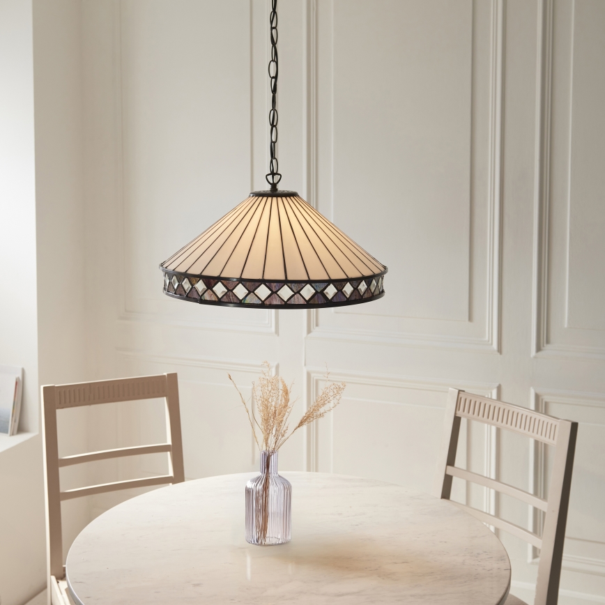 Endon 111961 - Lustre à chaîne Tiffany FARGO 3xE27/10W/230V Ø 50 cm