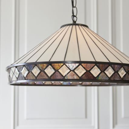 Endon 111961 - Lustre à chaîne Tiffany FARGO 3xE27/10W/230V Ø 50 cm