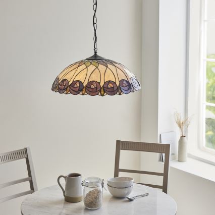Endon 111985 - Lustre sur chaîne Tiffany HUTCHINSON 3xE27/10W/230V Ø 50 cm