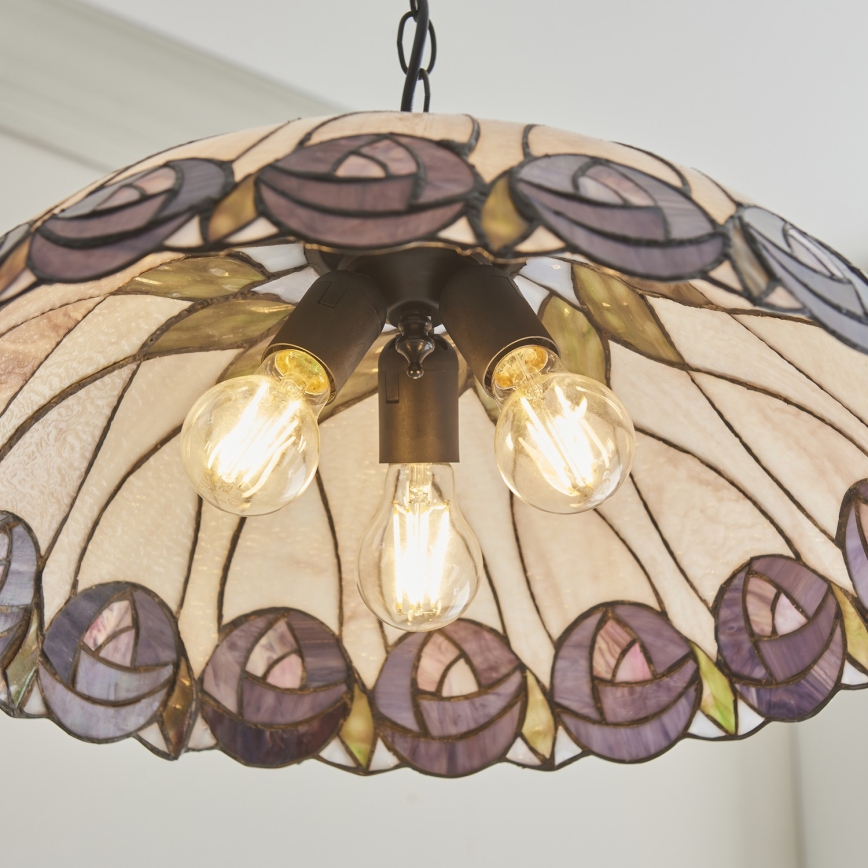 Endon 111985 - Lustre sur chaîne Tiffany HUTCHINSON 3xE27/10W/230V Ø 50 cm
