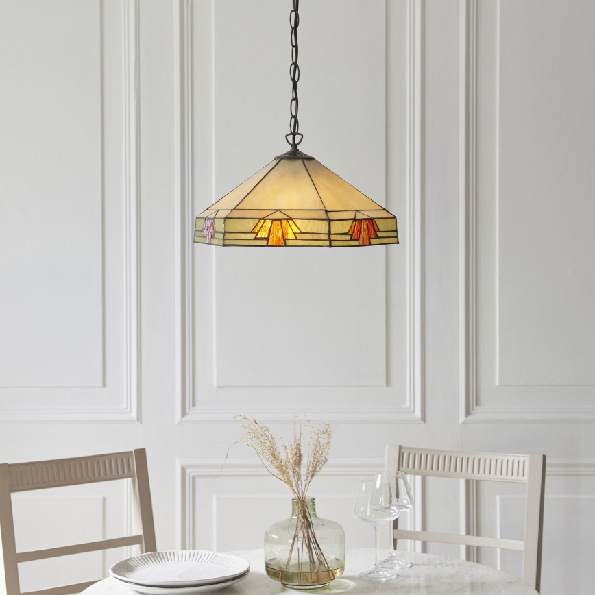 Endon 111989 - Lustre sur chaîne Tiffany NEVADA 3xE27/10W/230V Ø 40 cm