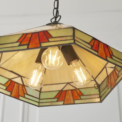 Endon 111989 - Lustre sur chaîne Tiffany NEVADA 3xE27/10W/230V Ø 40 cm
