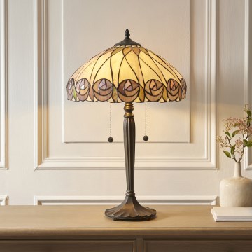 Endon 112184 - Lampe de table Tiffany HUTCHINSON 2xE27/10W/230V Ø 40 cm