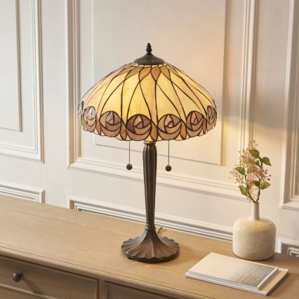 Endon 112184 - Lampe de table Tiffany HUTCHINSON 2xE27/10W/230V Ø 40 cm