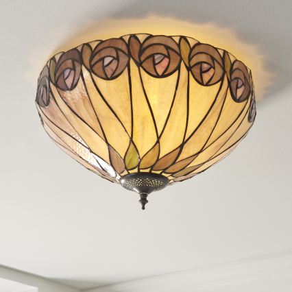 Endon 112188 - Plafonnier Tiffany HUTCHINSON 2xE27/60W/230V Ø 40 cm