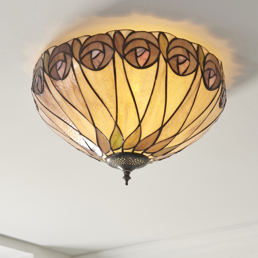 Endon 112188 - Plafonnier Tiffany HUTCHINSON 2xE27/60W/230V Ø 40 cm