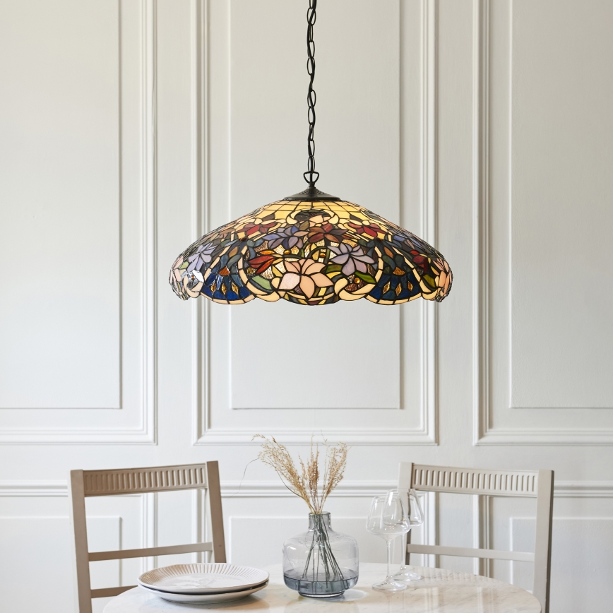 Endon 112193 - Lustre sur chaîne Tiffany SULLIVAN 3xE27/60W/230V Ø 57 cm