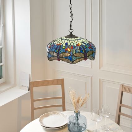 Endon 112195 - Lustre à chaîne Tiffany DRAGONFLY 1xE27/60W/230V Ø 41 cm