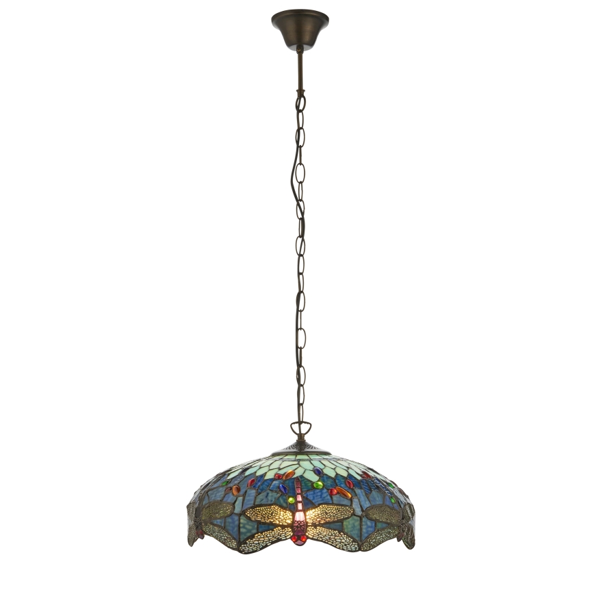 Endon 112195 - Lustre à chaîne Tiffany DRAGONFLY 1xE27/60W/230V Ø 41 cm