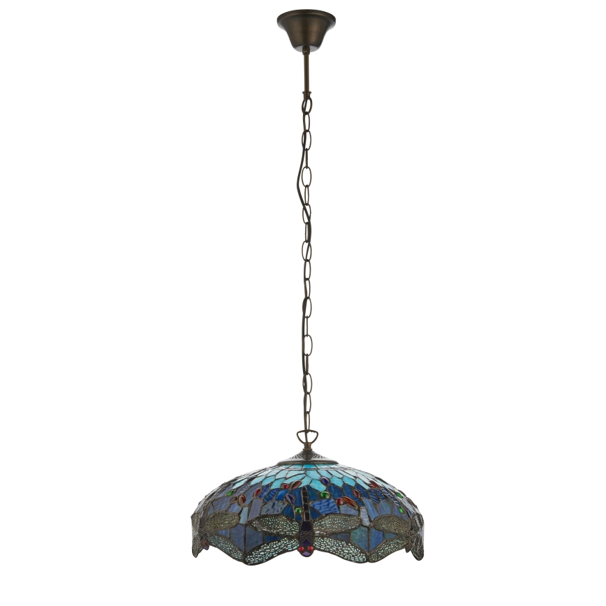 Endon 112195 - Lustre à chaîne Tiffany DRAGONFLY 1xE27/60W/230V Ø 41 cm