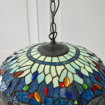 Endon 112195 - Lustre à chaîne Tiffany DRAGONFLY 1xE27/60W/230V Ø 41 cm