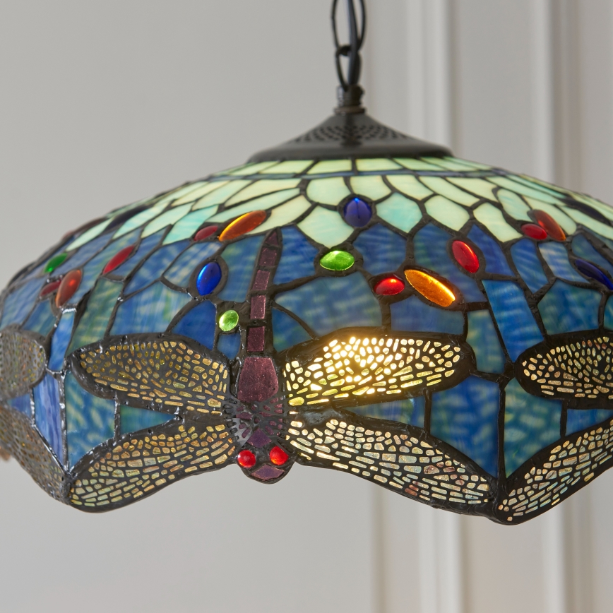 Endon 112195 - Lustre à chaîne Tiffany DRAGONFLY 1xE27/60W/230V Ø 41 cm