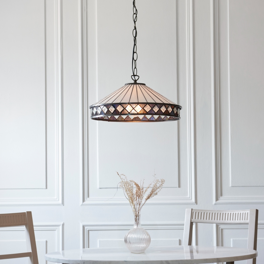 Endon 112196 - Lustre à chaîne Tiffany FARGO 1xE27/60W/230V Ø 41,5 cm