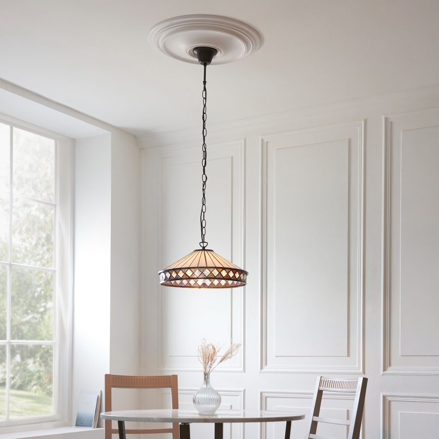 Endon 112196 - Lustre à chaîne Tiffany FARGO 1xE27/60W/230V Ø 41,5 cm