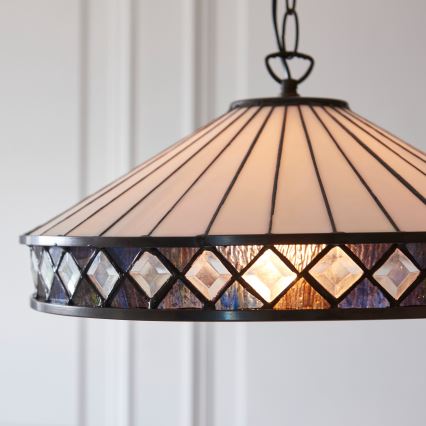 Endon 112196 - Lustre à chaîne Tiffany FARGO 1xE27/60W/230V Ø 41,5 cm