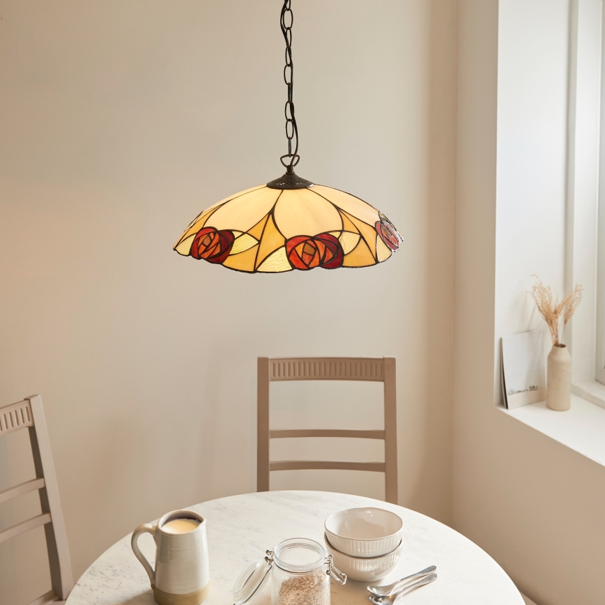 Endon 112197 - Lustre à chaîne Tiffany INGRAM 1xE27/60W/230V Ø 45 cm