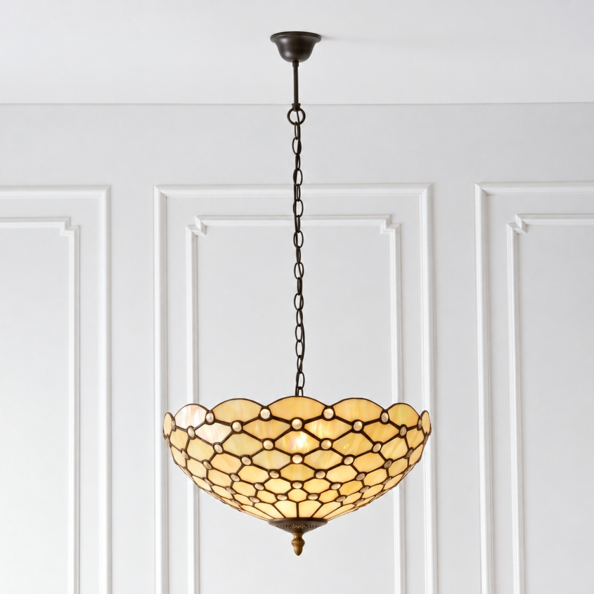 Endon 112226 - Suspension sur chaîne Tiffany PEARL 1xE27/10W/230V Ø 45 cm
