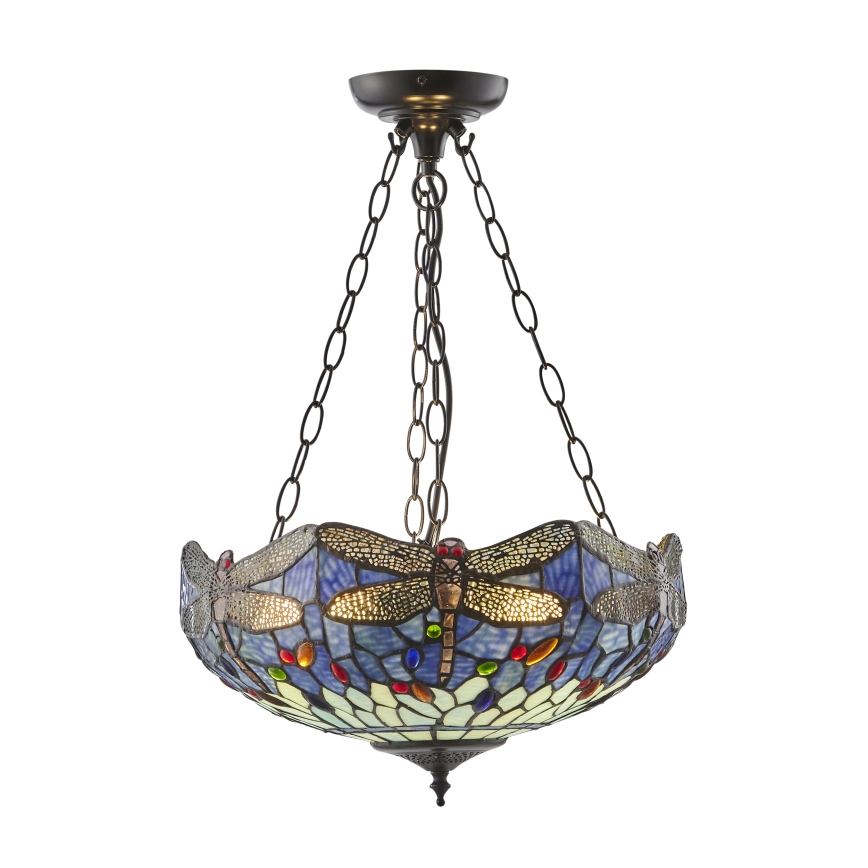 Endon 112250 - Lustre suspendu à chaîne Tiffany DRAGONFLY 3xE27/60W/230V Ø 50 cm