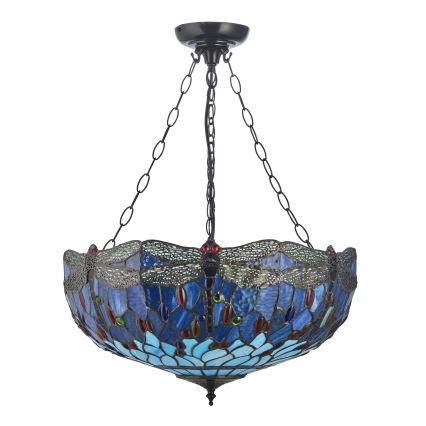 Endon 112250 - Lustre suspendu à chaîne Tiffany DRAGONFLY 3xE27/60W/230V Ø 50 cm