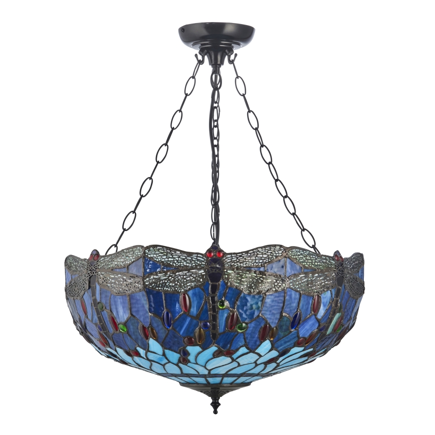 Endon 112250 - Lustre suspendu à chaîne Tiffany DRAGONFLY 3xE27/60W/230V Ø 50 cm