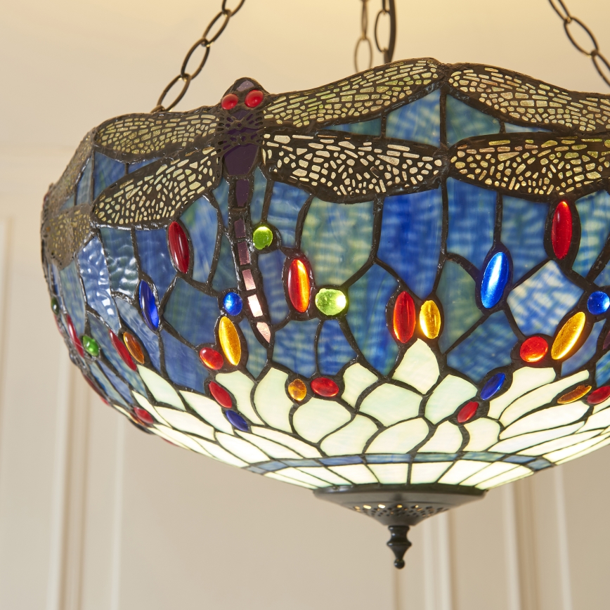 Endon 112250 - Lustre suspendu à chaîne Tiffany DRAGONFLY 3xE27/60W/230V Ø 50 cm