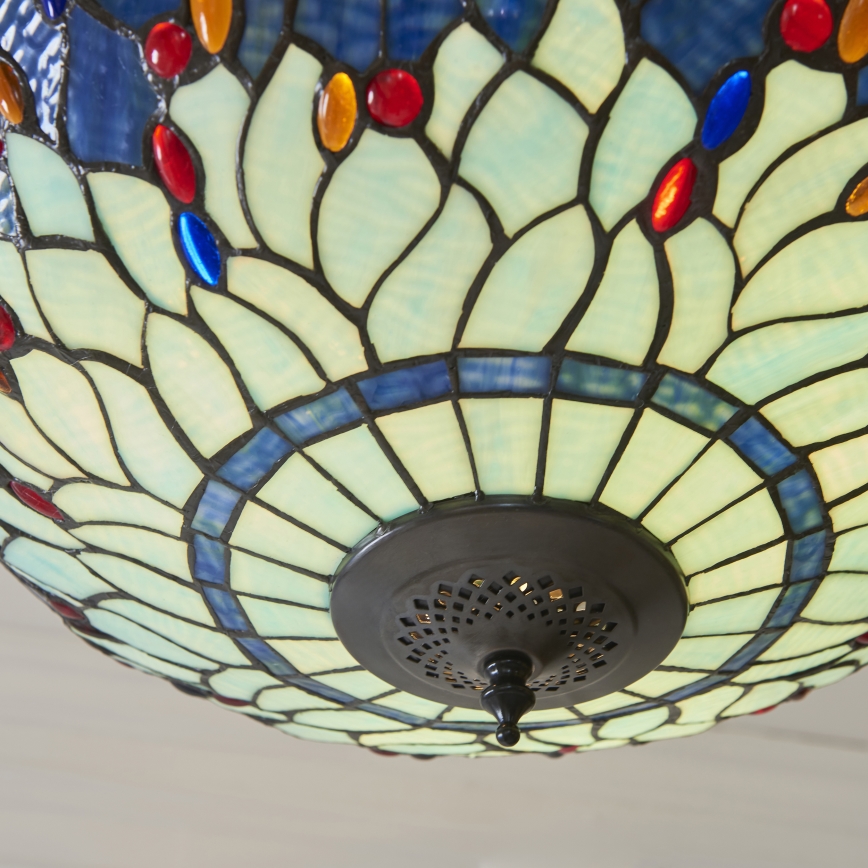 Endon 112250 - Lustre suspendu à chaîne Tiffany DRAGONFLY 3xE27/60W/230V Ø 50 cm