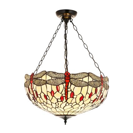 Endon 112251 - Lustre suspendu à chaîne Tiffany DRAGONFLY 3xE27/60W/230V Ø 50 cm