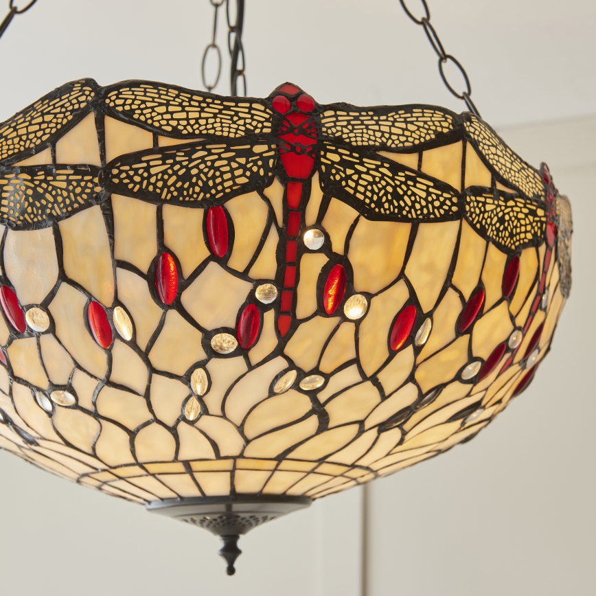 Endon 112251 - Lustre suspendu à chaîne Tiffany DRAGONFLY 3xE27/60W/230V Ø 50 cm