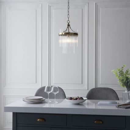 Endon 112572 - Suspension à chaîne MARIETTA 1xE27/10W/230V laiton/transparent