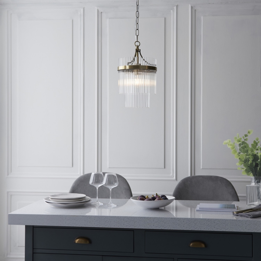Endon 112572 - Suspension à chaîne MARIETTA 1xE27/10W/230V laiton/transparent