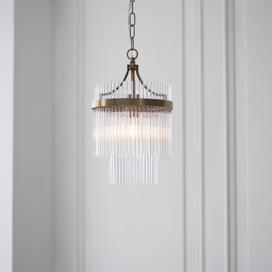 Endon 112572 - Suspension à chaîne MARIETTA 1xE27/10W/230V laiton/transparent