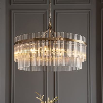 Endon 112574 - Lustre sur chaîne MARIETTA GRAND 7xE14/7W/230V laiton/transparent