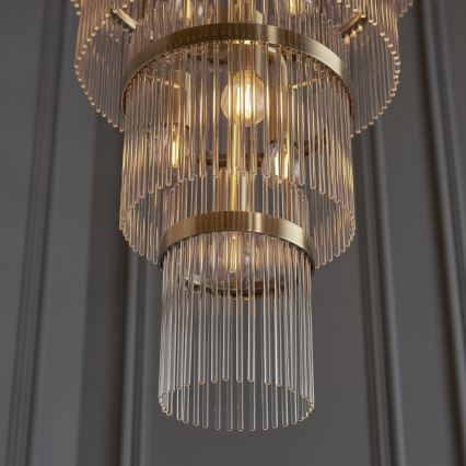 Endon 112793 - Suspension chaîne MARIETTA GRAND 21xE14/6W/230V laiton/transparent