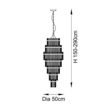 Endon 112793 - Suspension chaîne MARIETTA GRAND 21xE14/6W/230V laiton/transparent