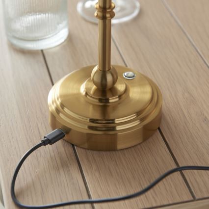 Endon 114796 - Lampe de table à intensité variable rechargeable BURLEY LED/1,5W/5V 3600 mAh laiton/bleu