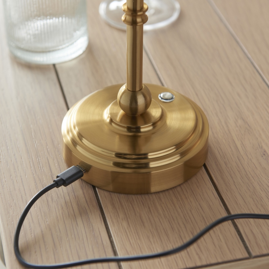 Endon 114804 - Lampe de table à intensité variable rechargeable BURLEY LED/1,5W/5V laiton/rose