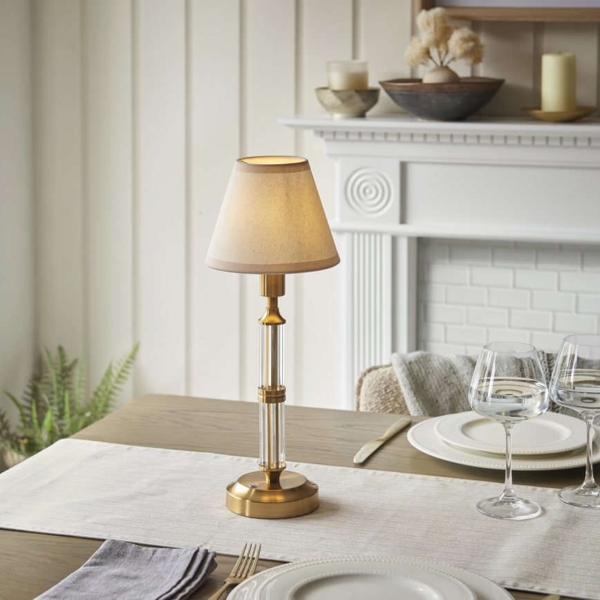 Endon 114849 - Lampe de table à intensité variable rechargeable MORTON LED/1,5W/5V 3600 mAh laiton/beige