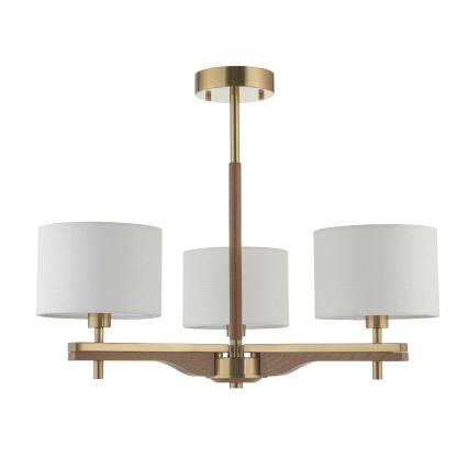 Endon 116993 - Lustre sur tige HEATHCLIFF 3xE14/7W/230V laiton/frêne