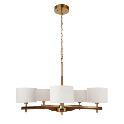 Endon 116994 - Lustre à chaîne HEATHCLIFF 5xE14/7W/230V laiton/frêne
