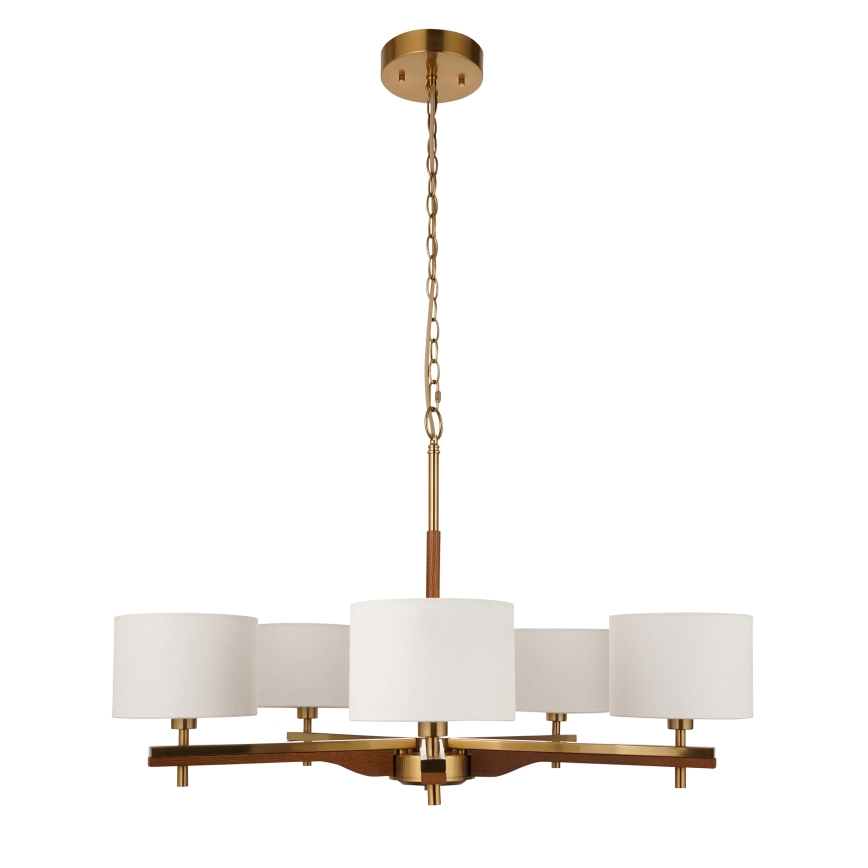 Endon 116994 - Lustre à chaîne HEATHCLIFF 5xE14/7W/230V laiton/frêne