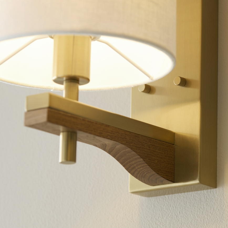 Endon 116995 - Applique murale HEATHCLIFF 1xE14/7W/230V laiton/frêne