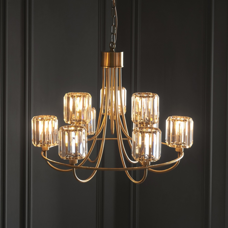 Endon 118934 - Lustre suspendu sur chaîne BERENICE 9xE14/7W/230V doré