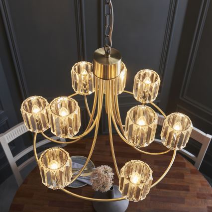Endon 118934 - Lustre suspendu sur chaîne BERENICE 9xE14/7W/230V doré