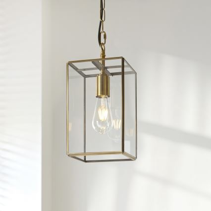 Endon 119142 - Suspension à chaîne HAMMOND 1xE27/10W/230V 17x17 cm laiton
