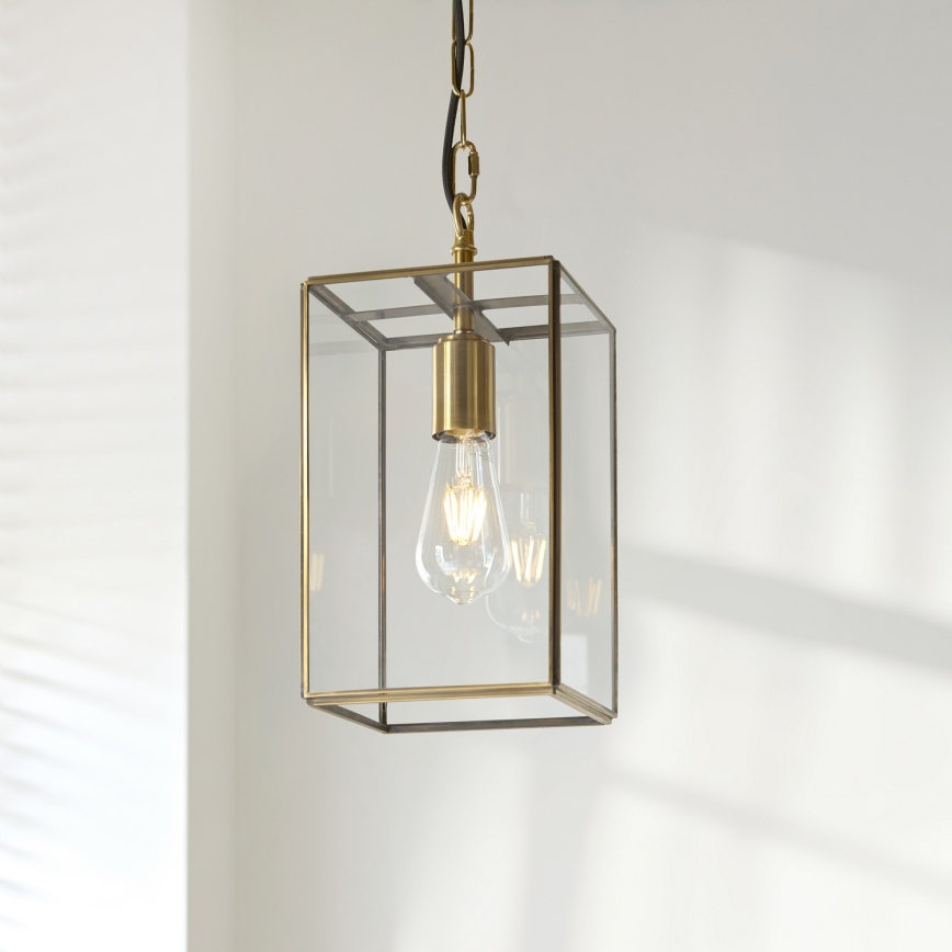 Endon 119142 - Suspension à chaîne HAMMOND 1xE27/10W/230V 17x17 cm laiton